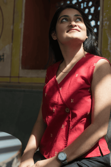 Red Angrakha top