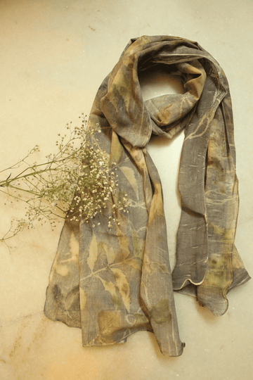 Ecoprinted Scarf-Grey