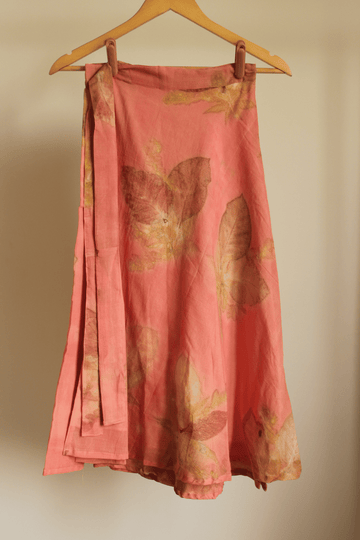 Ecoprinted wrap skirt-Pink
