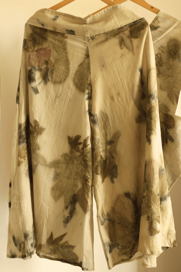 Ecoprinted wide pants- Beige