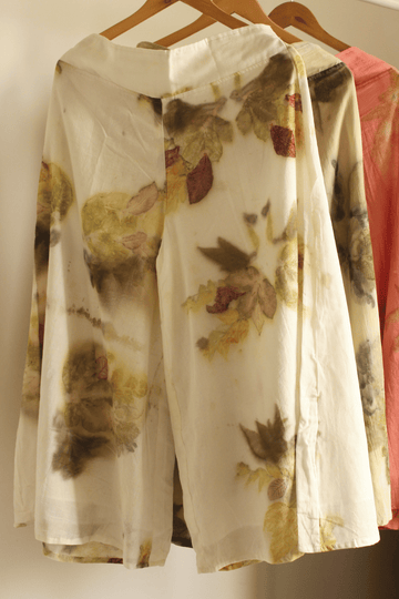 Ecoprinted wide pants- White