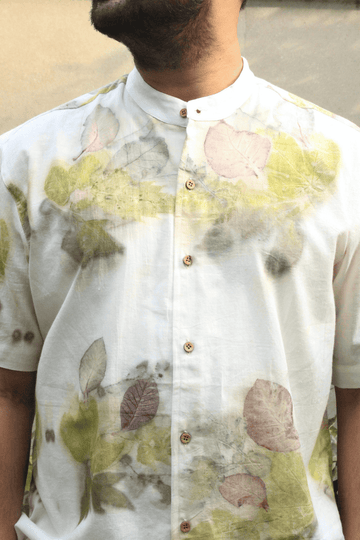Ecoprinted Men's shirt-White