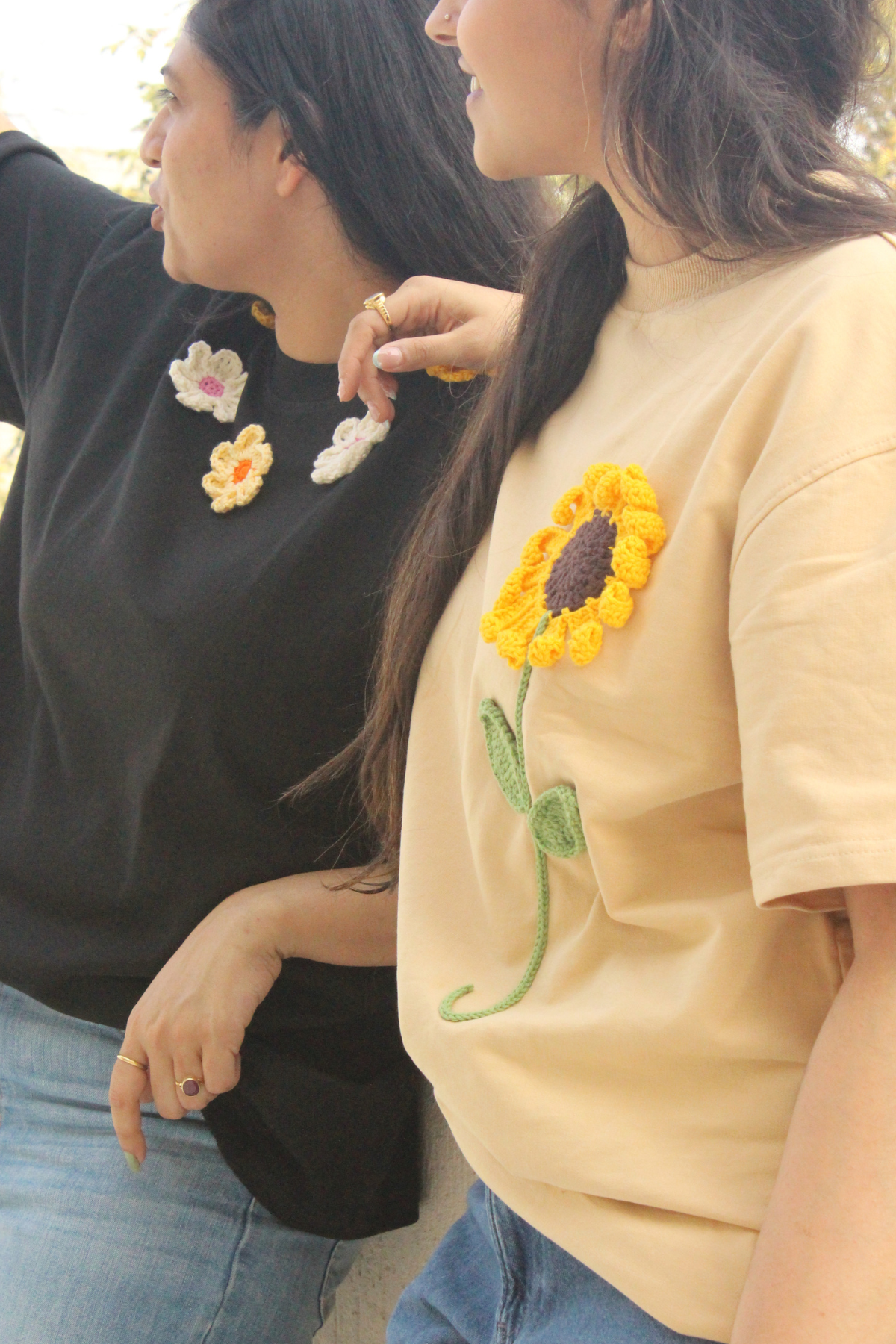 Sunflower Beige Crochet Oversize tshirt