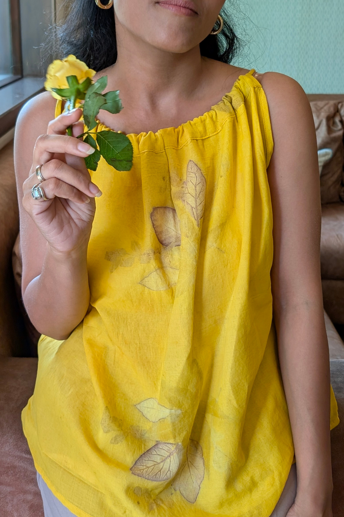 Ecoprinted Yellow DORI top