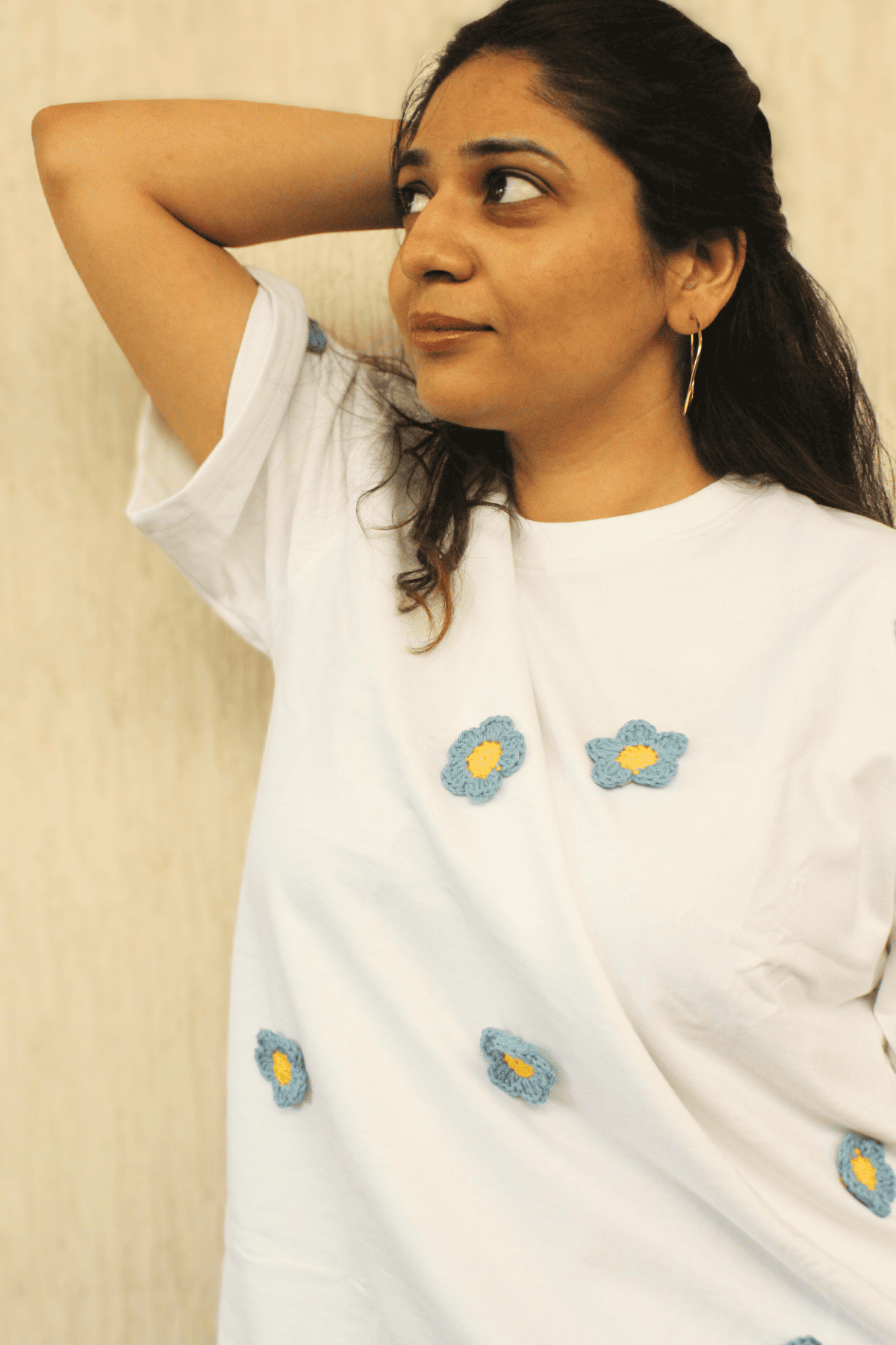 Garden of Flowers- White Crochet Oversize tshirt