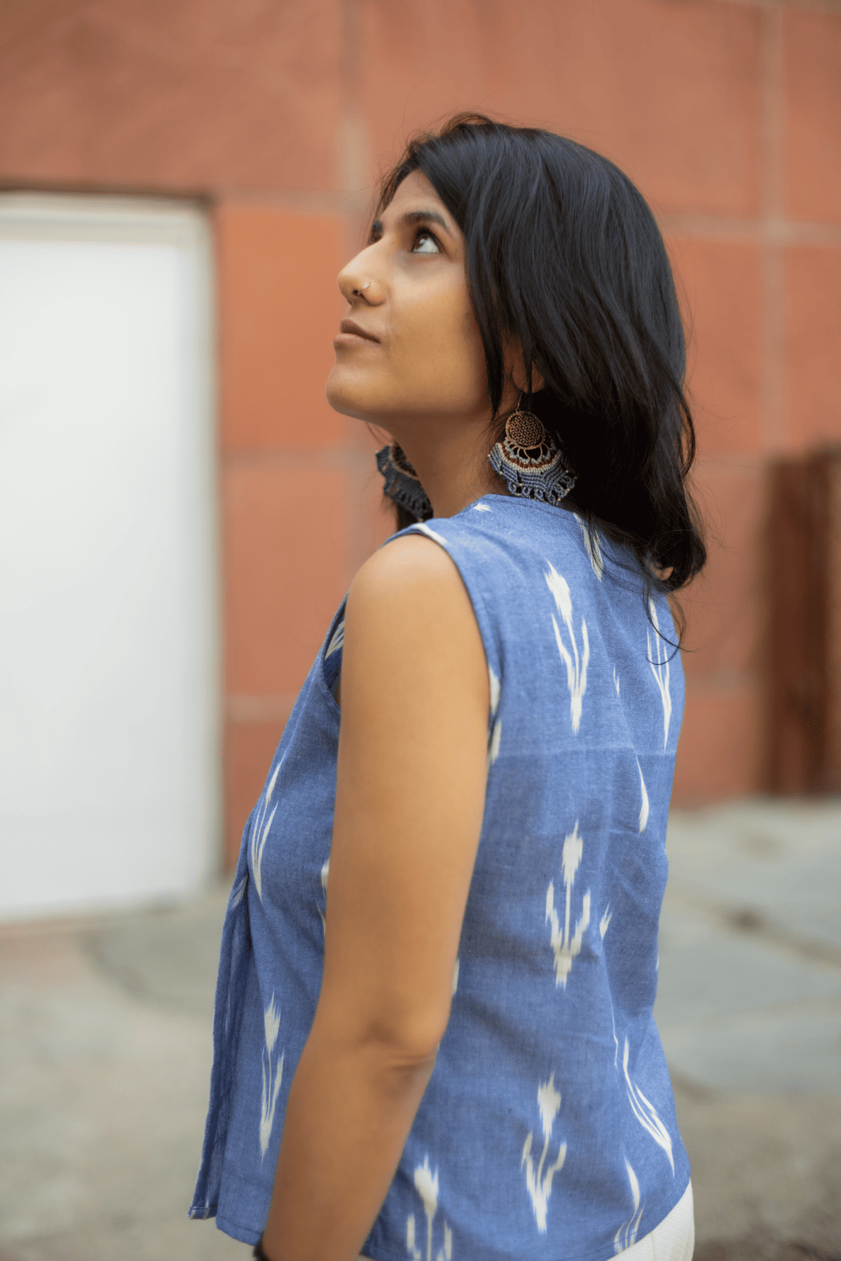 Ikat blue Angrakha top