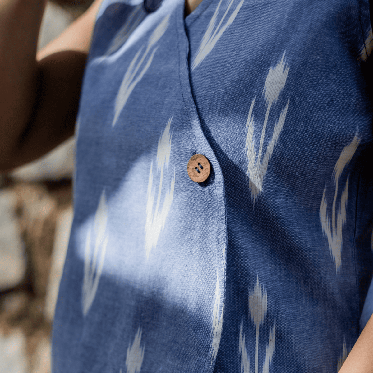 Ikat blue Angrakha top