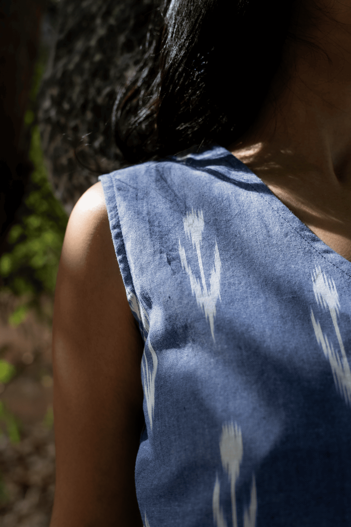 Ikat blue Angrakha top