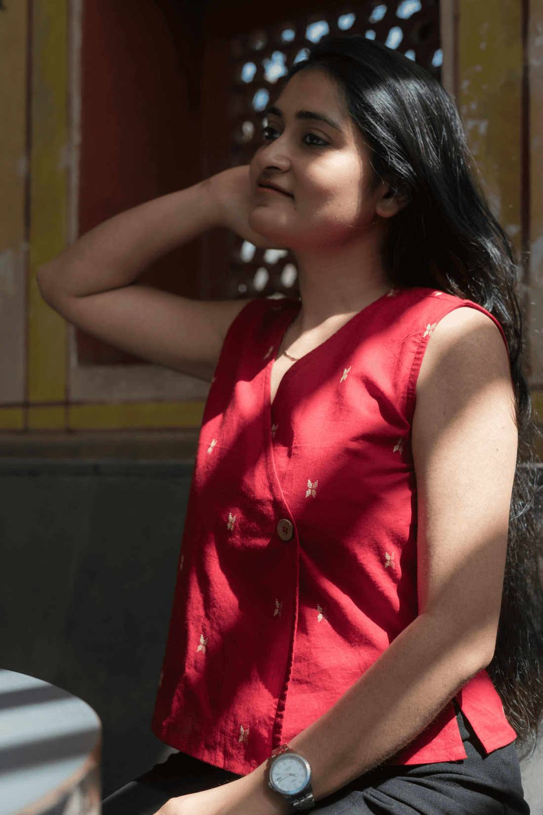 Red Angrakha top