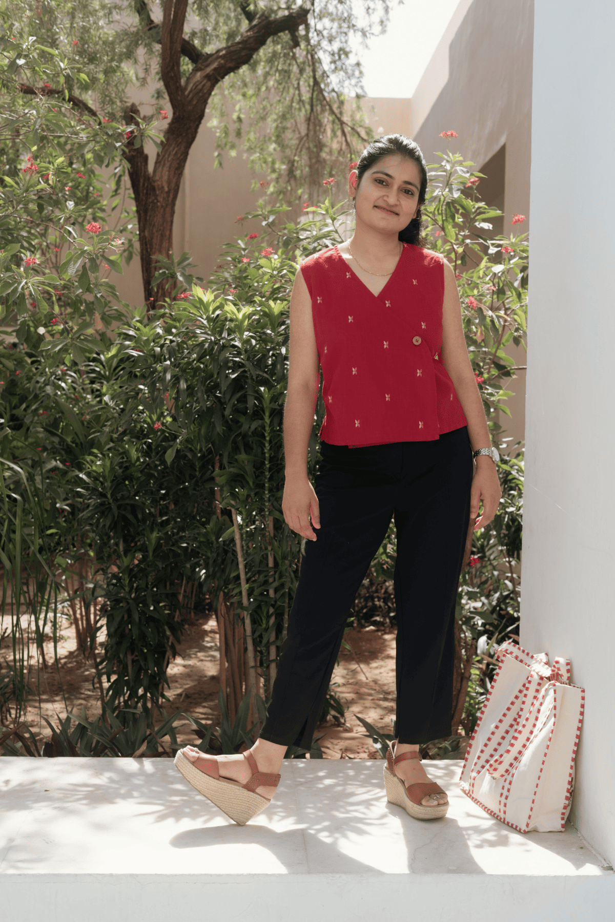 Red Angrakha top
