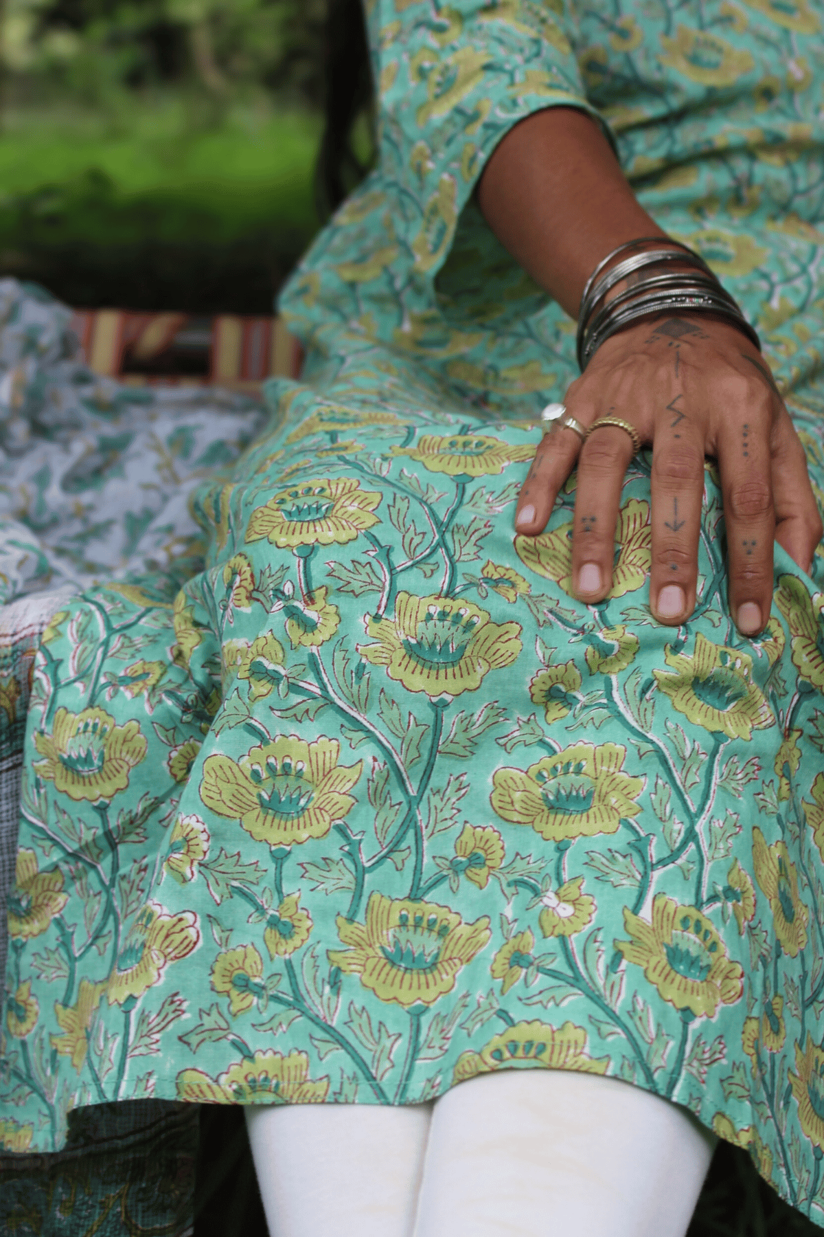 AMRITA/अमृता kurta-Green