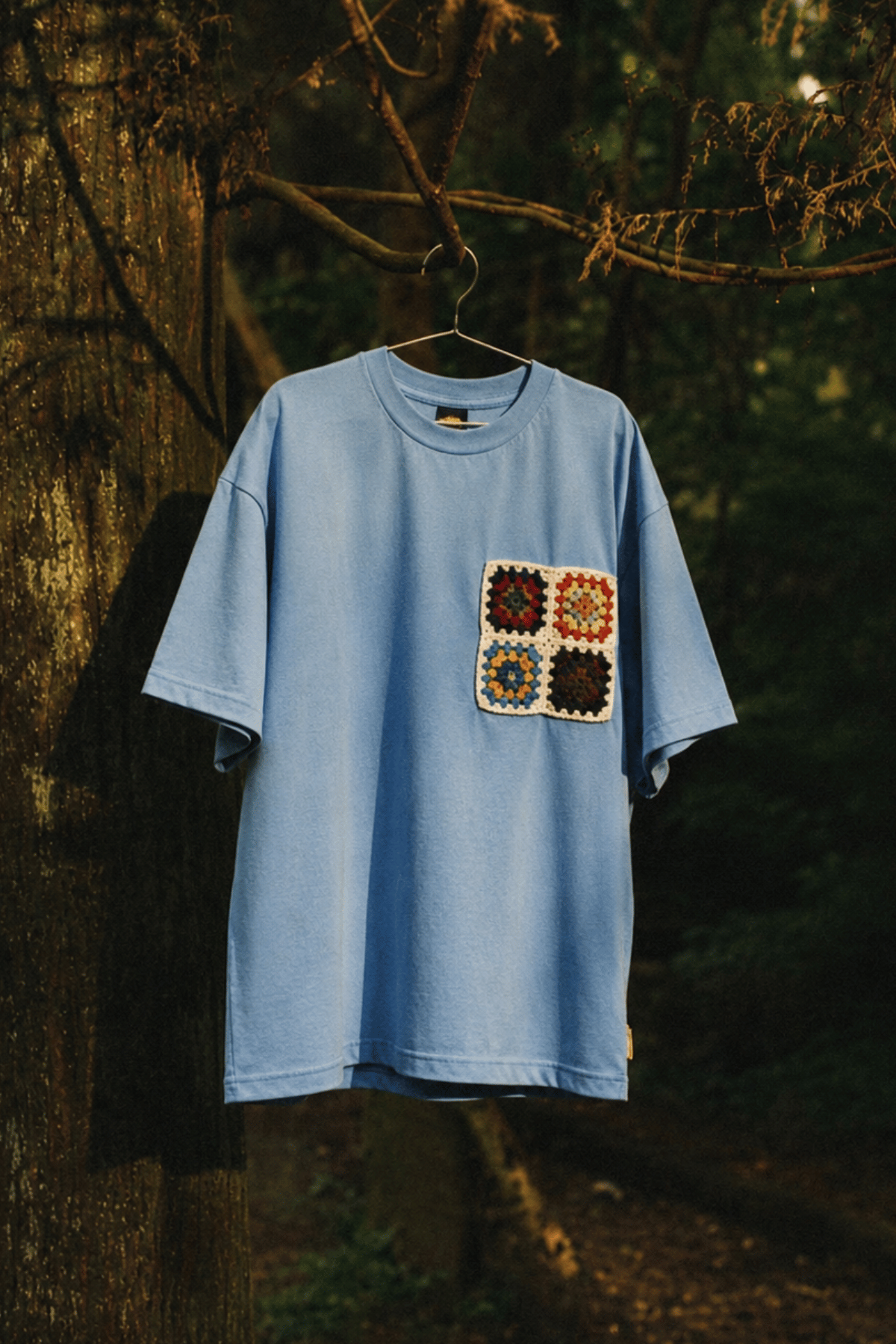 Grandmother Patch Blue Crochet Oversize tshirt