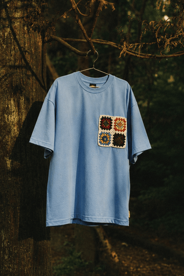 Grandmother Patch Blue Crochet Oversize tshirt