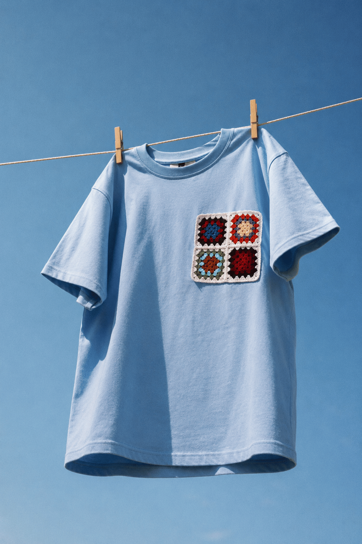 Grandmother Patch Blue Crochet Oversize tshirt