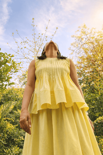 Butter Yellow Pleated top