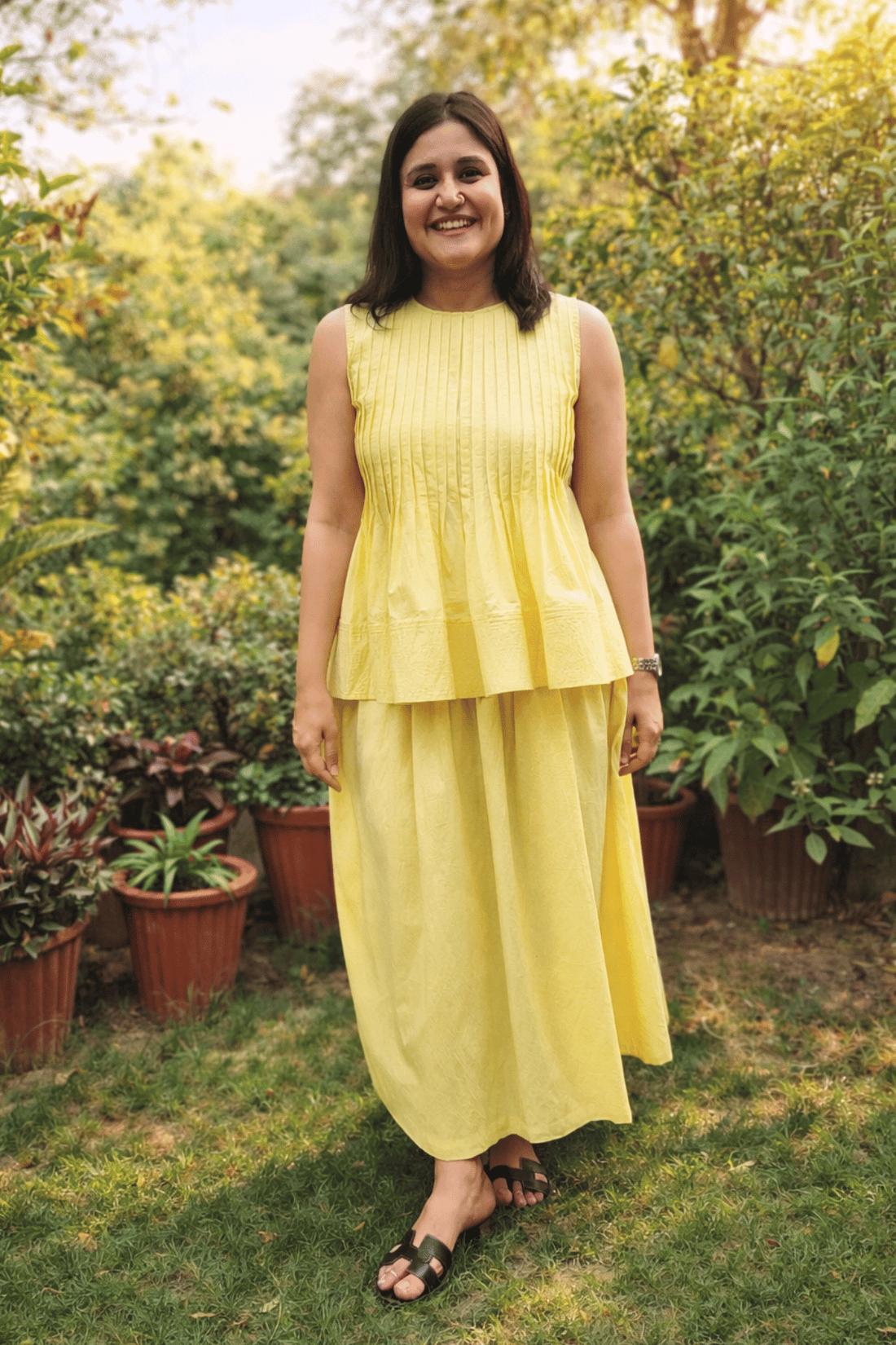 Butter Yellow Pleated top