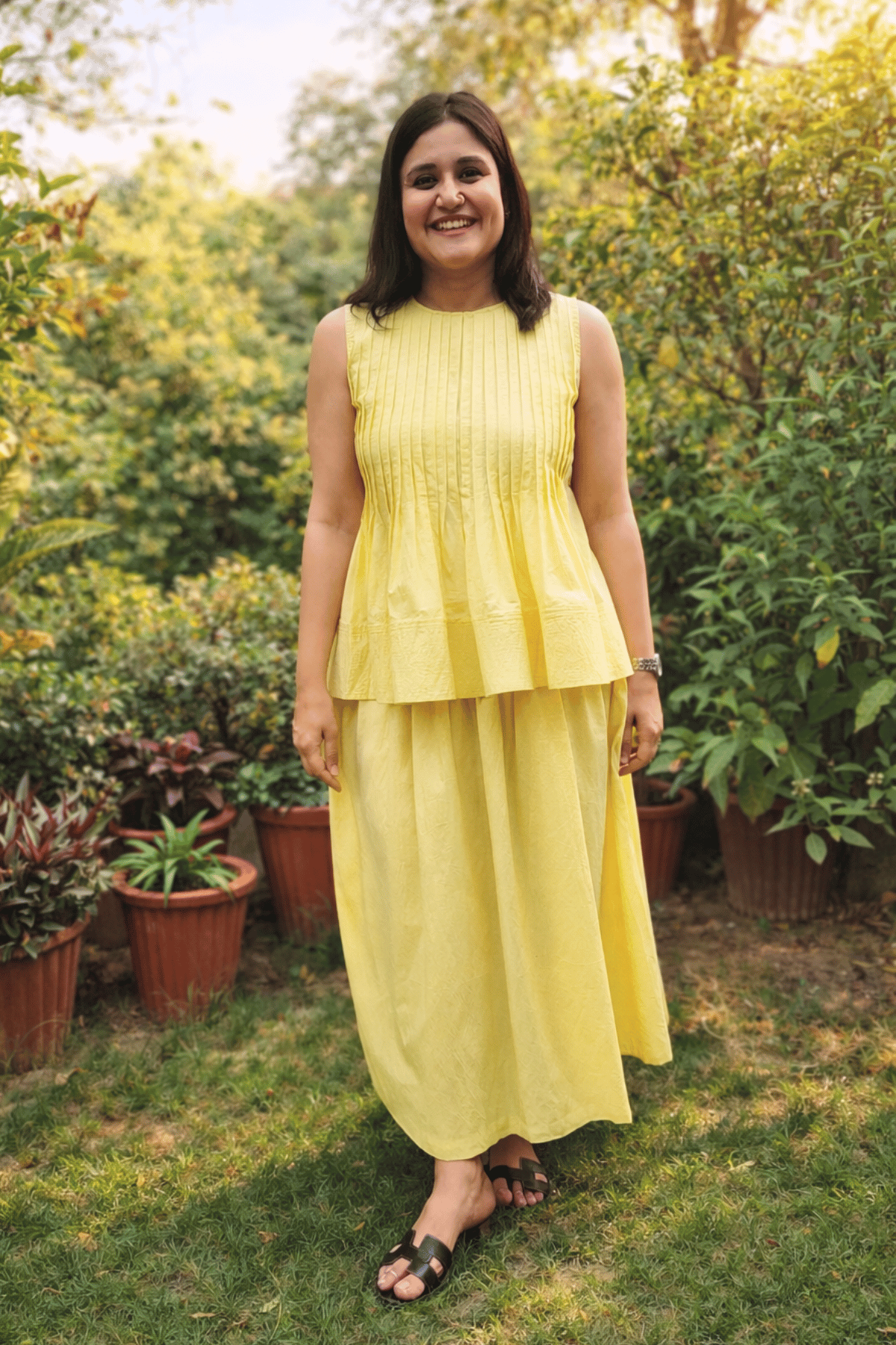 Butter Yellow Pleated top