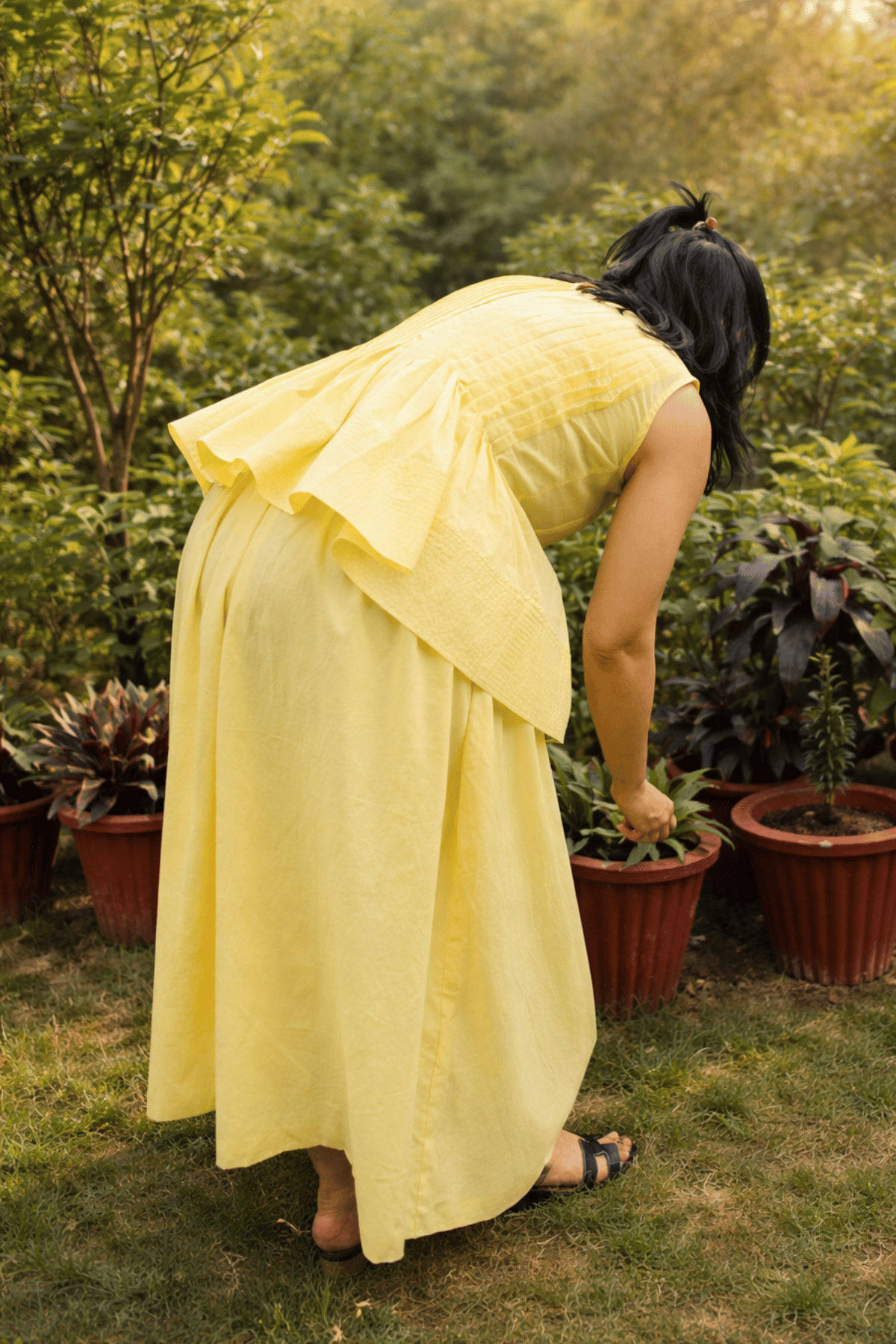 Butter Yellow Pleated top