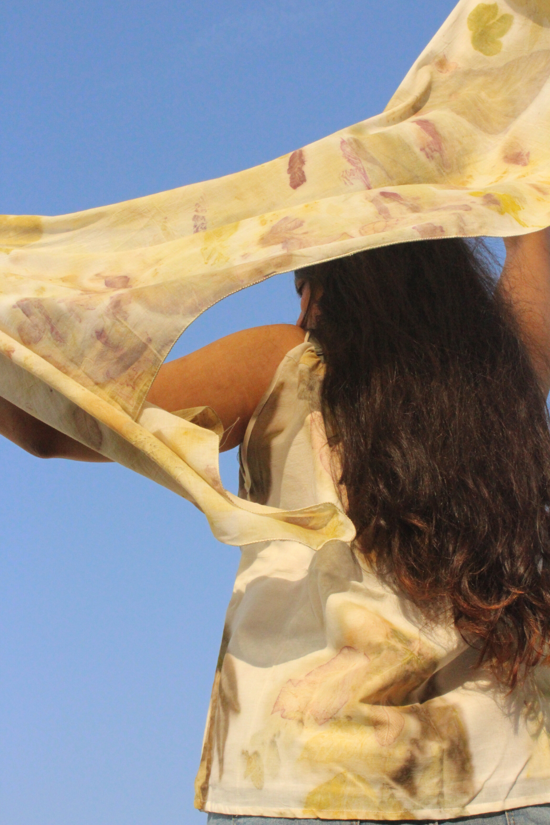 Ecoprinted Scarf-Cream