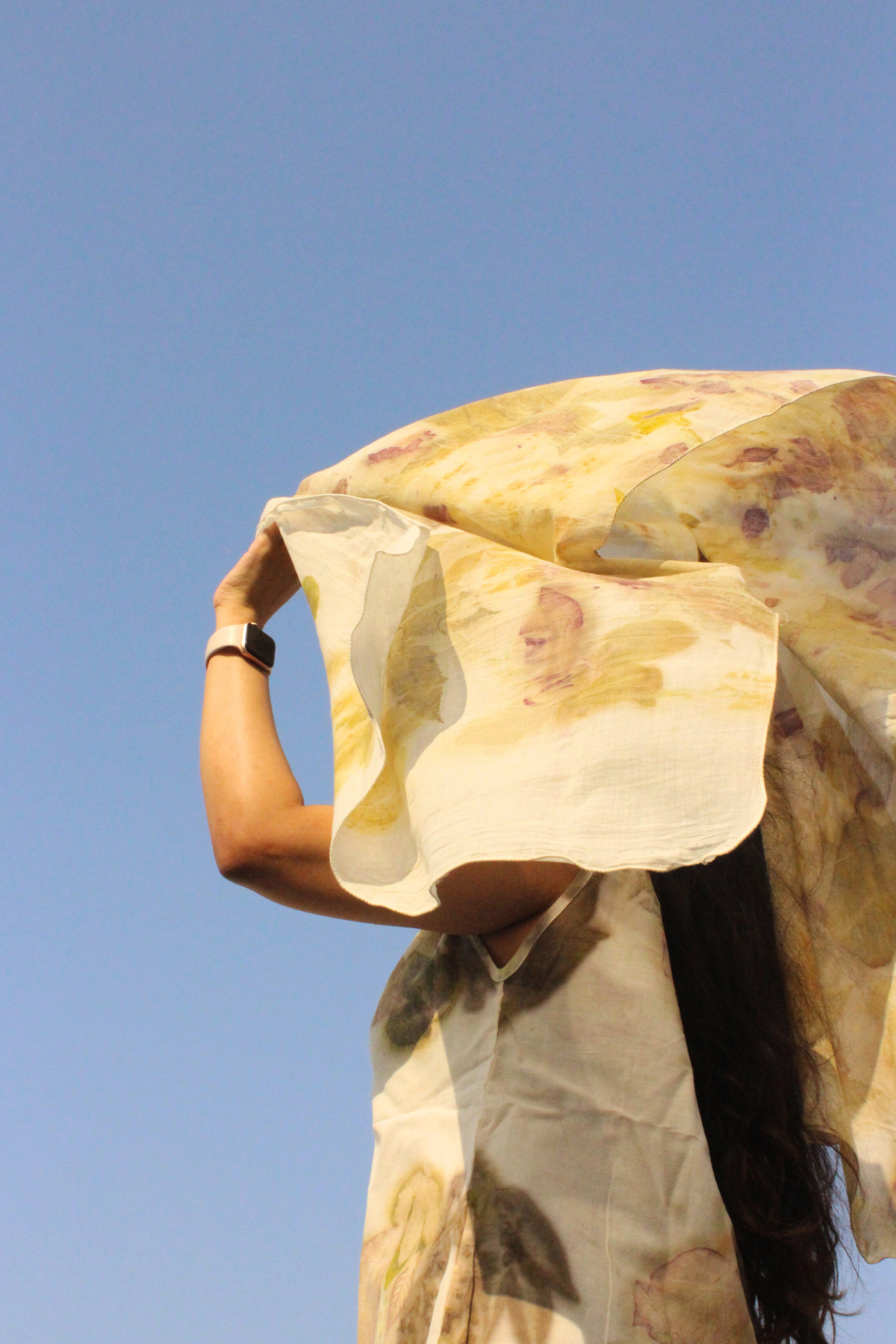 Ecoprinted Scarf-Cream