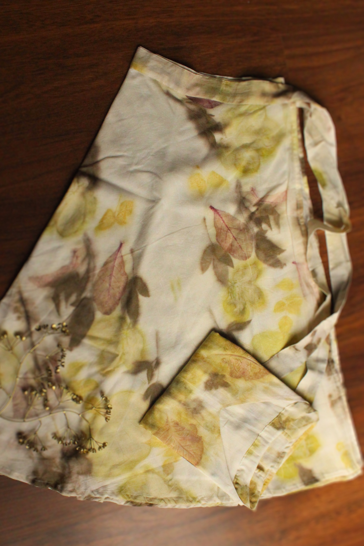 Ecoprinted wrap skirt-White