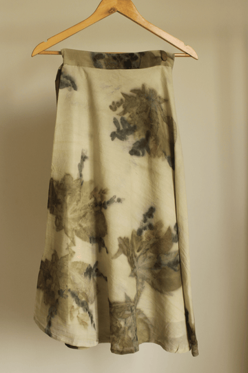 Ecoprinted wrap skirt-Beige