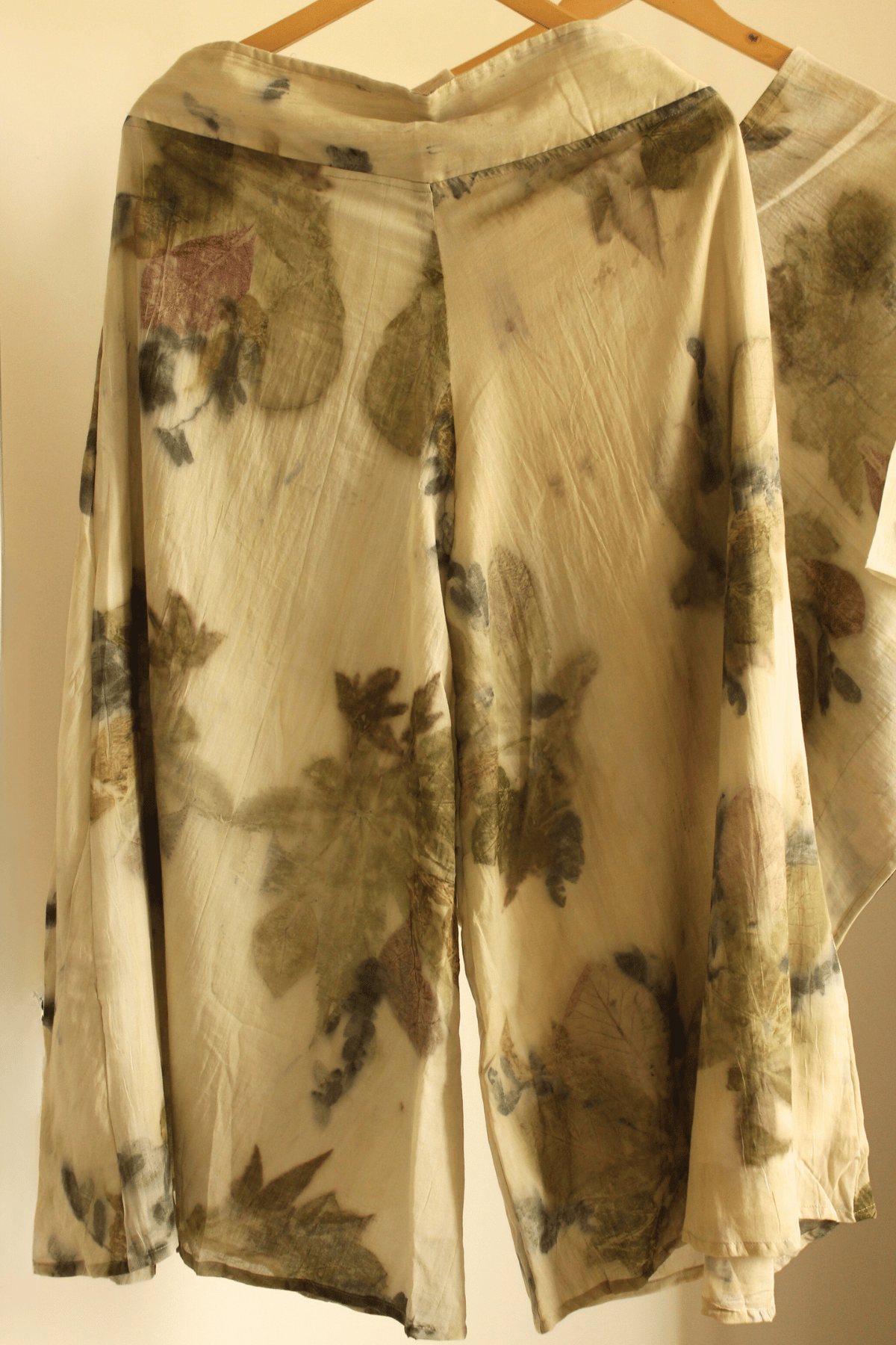 Ecoprinted wide pants- Beige