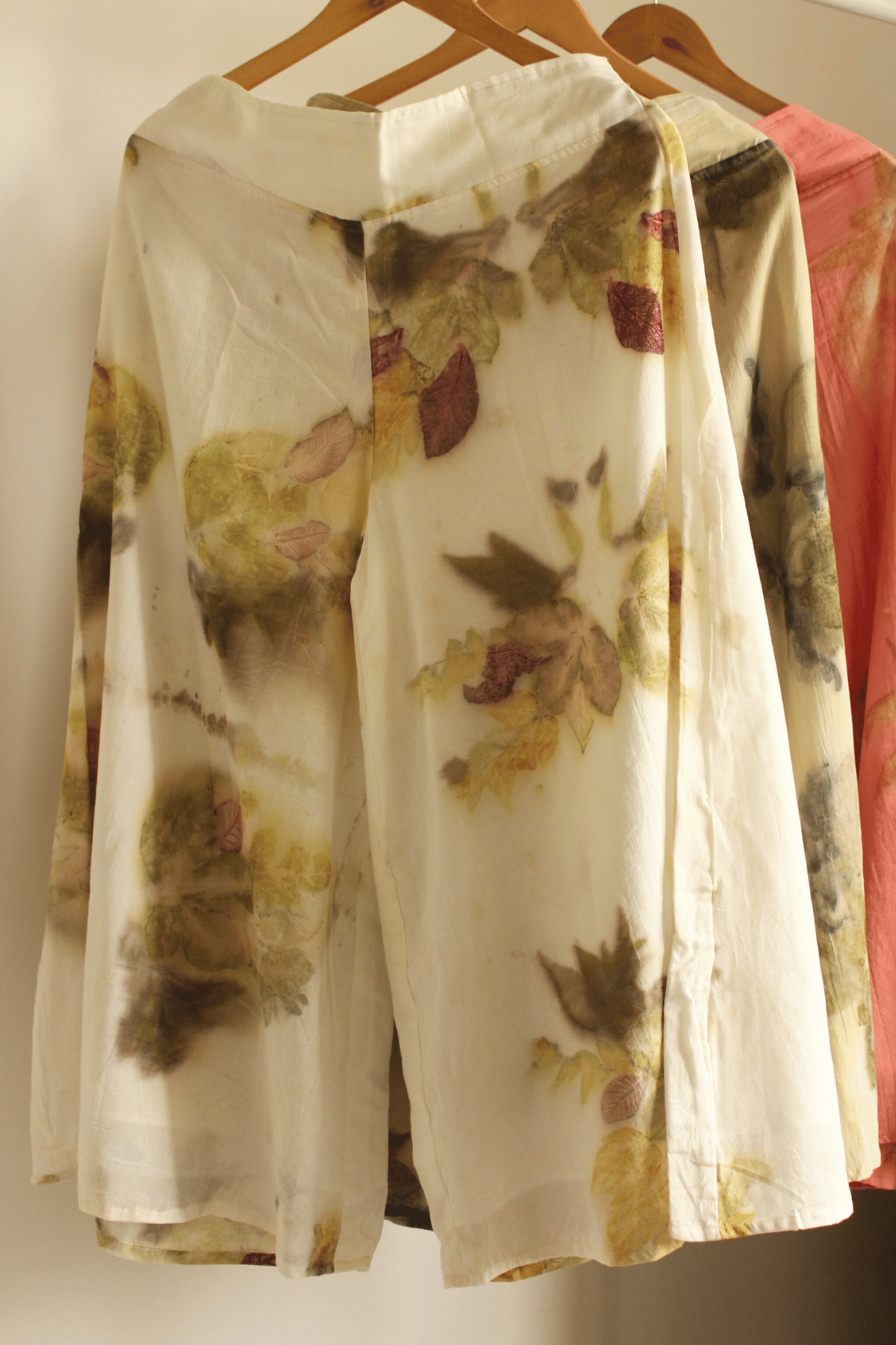 Ecoprinted wide pants- White