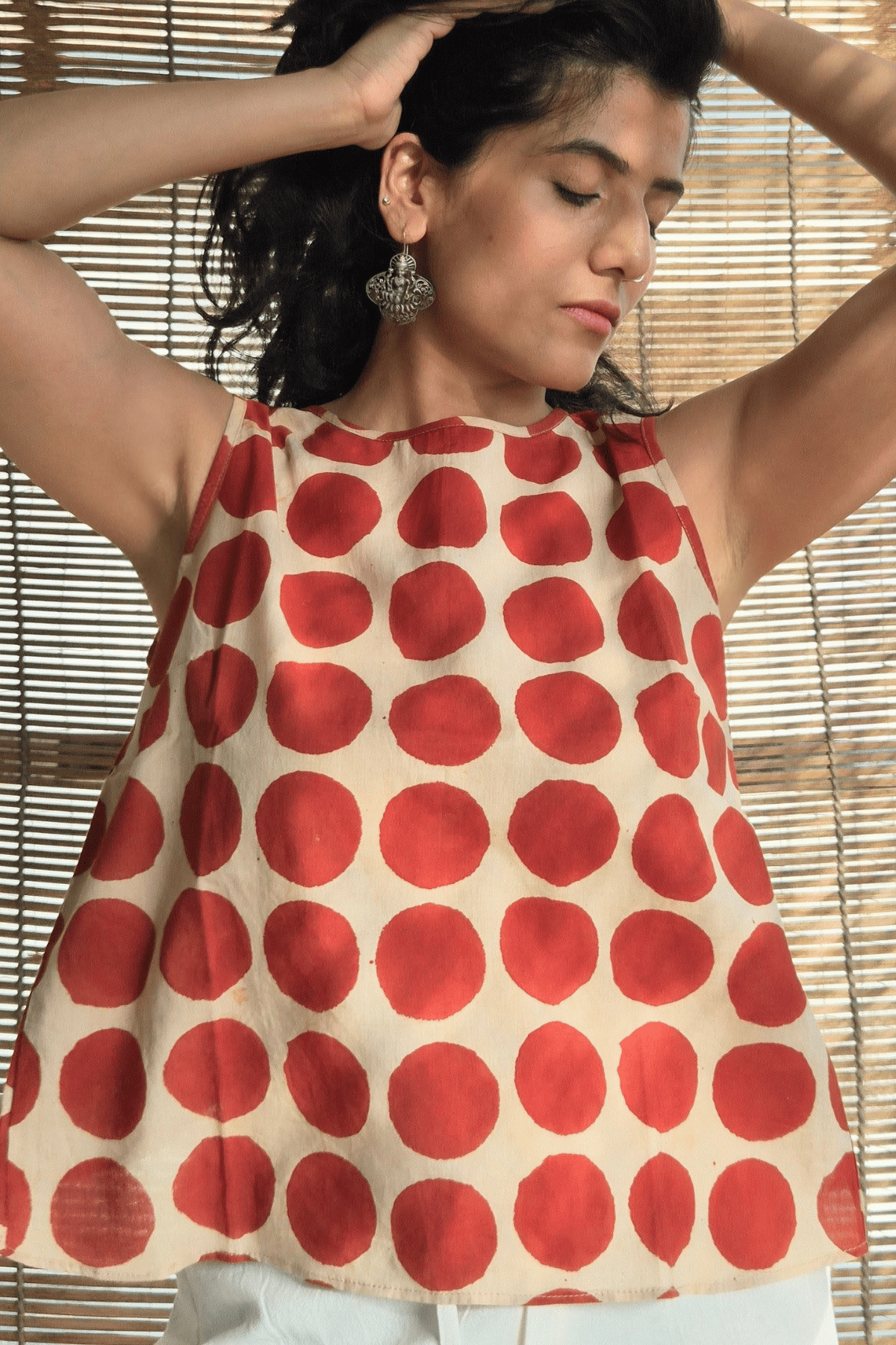 Hana (花)- Polka Cross back Top