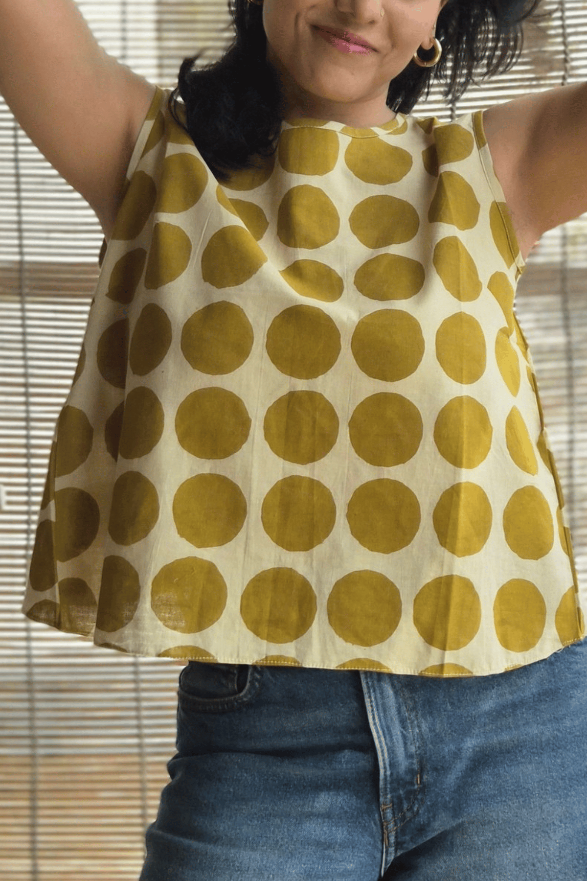 Hana (花)- Polka Cross back Top - Mustard