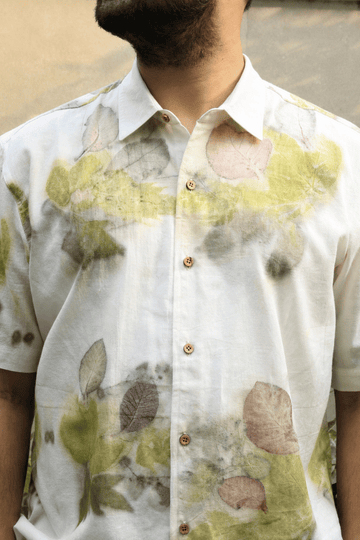 Ecoprinted Men's shirt-White