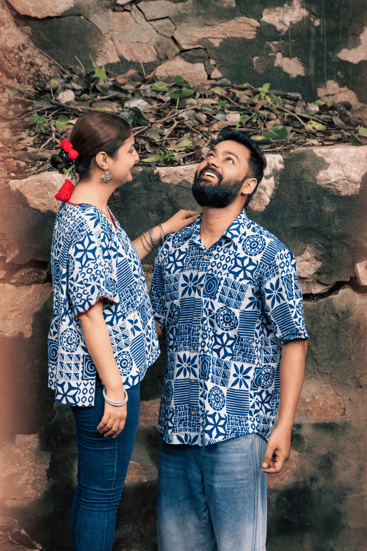 Preet/प्रीत Men's blockprinted shirt-Indigo
