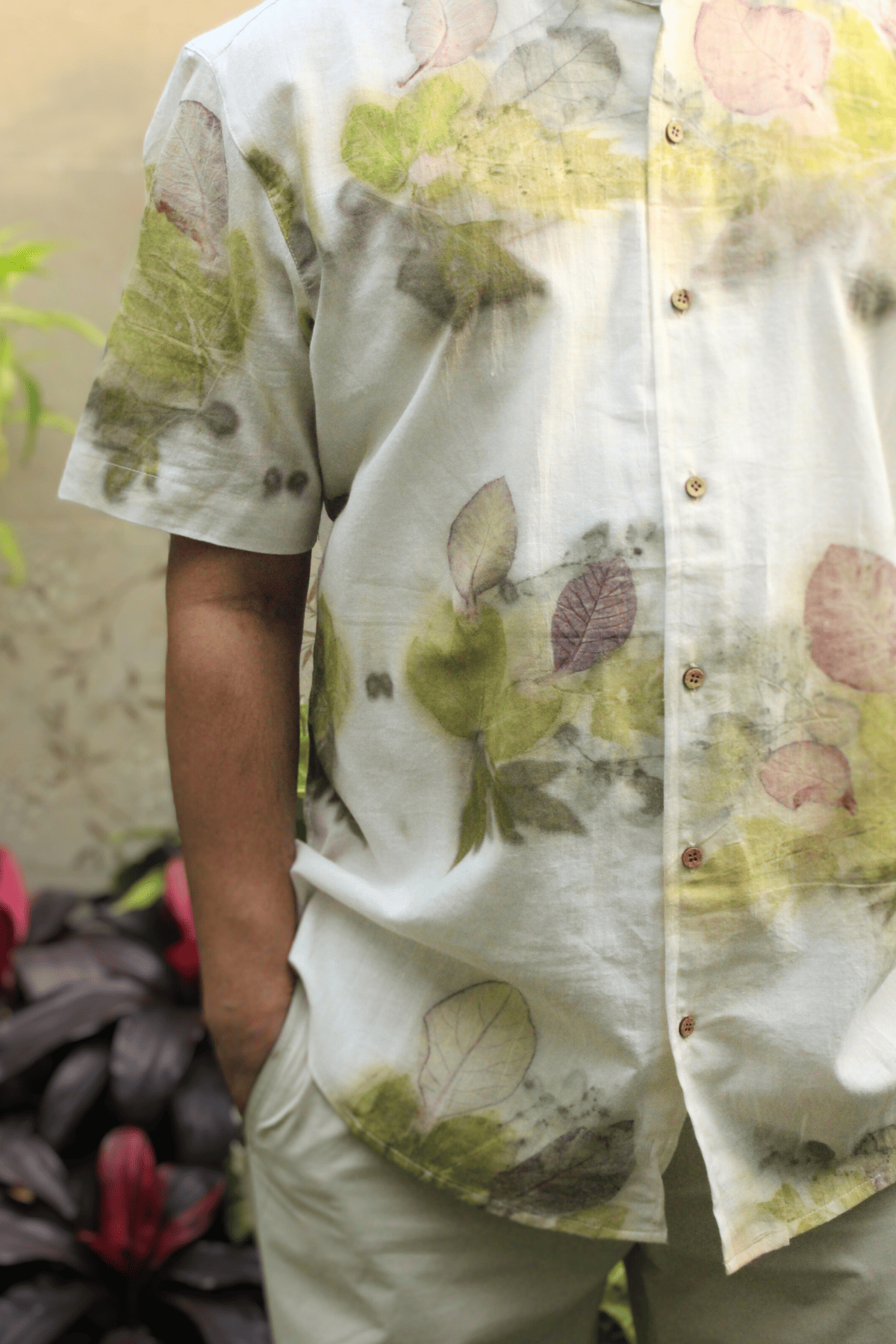 Ecoprinted Men's shirt-White