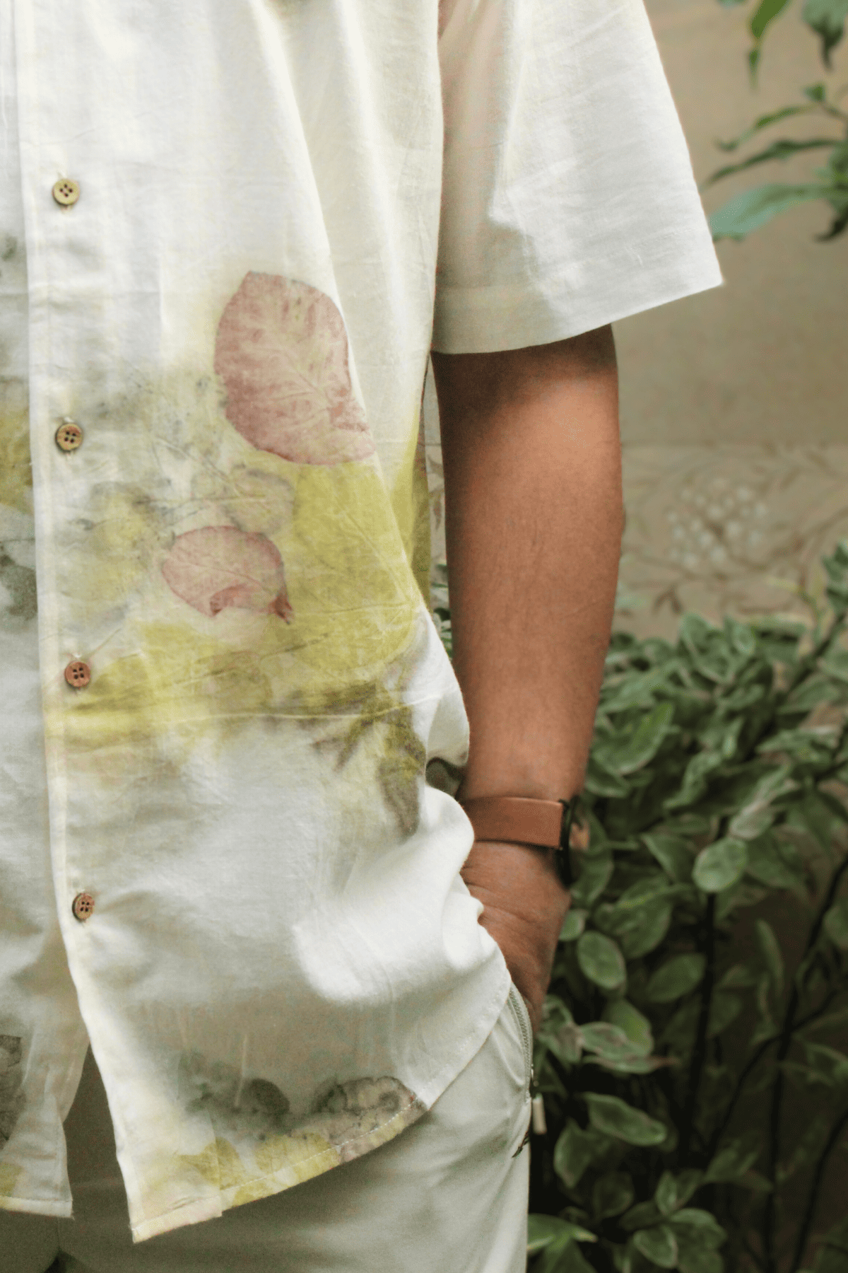Ecoprinted Men's shirt-White
