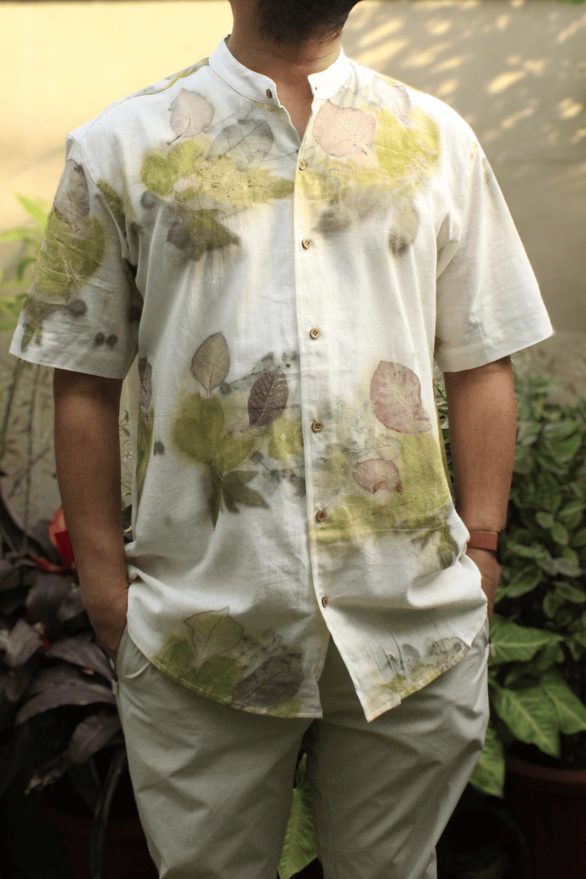 Ecoprinted Men's shirt-White