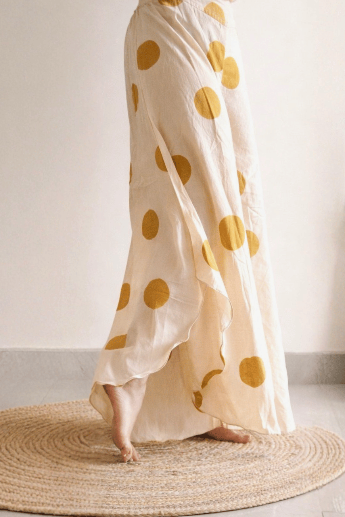 Mustard Flowy Polka Pants