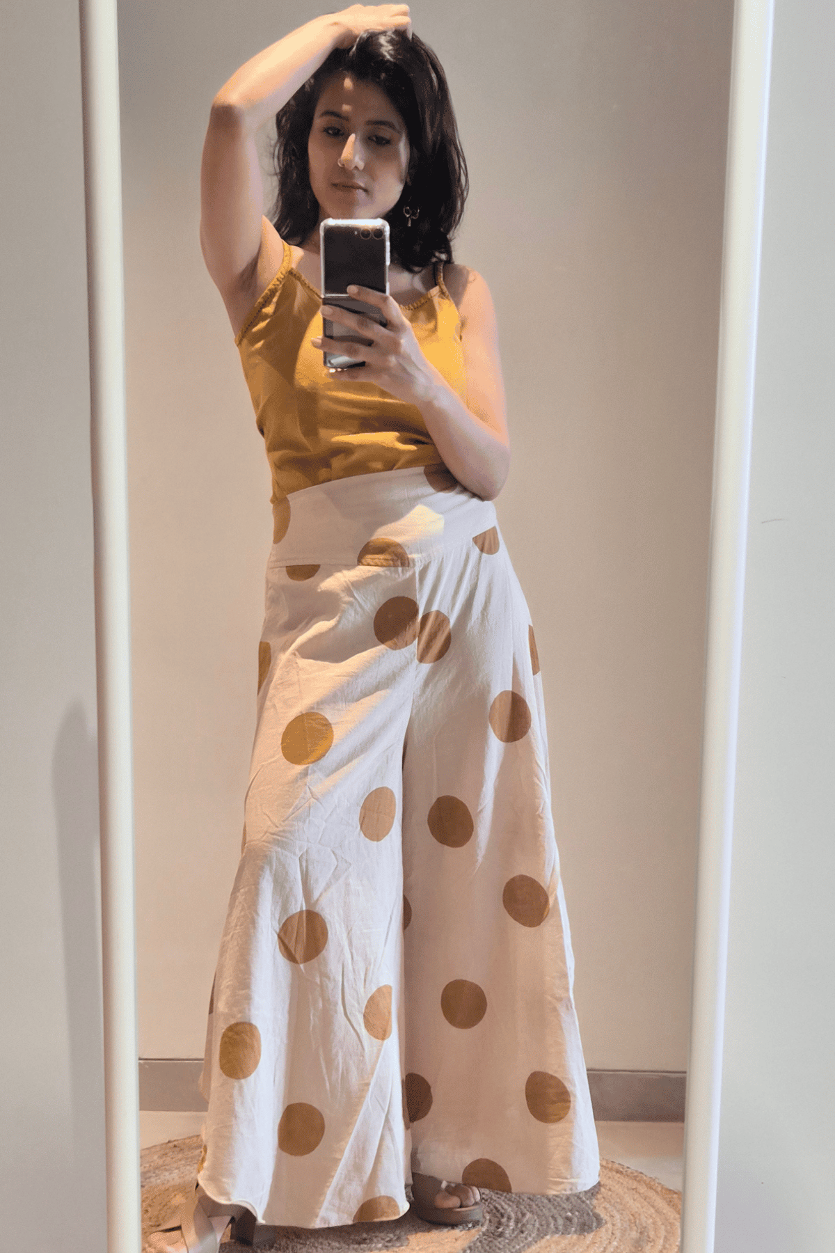 Mustard Flowy Polka Pants
