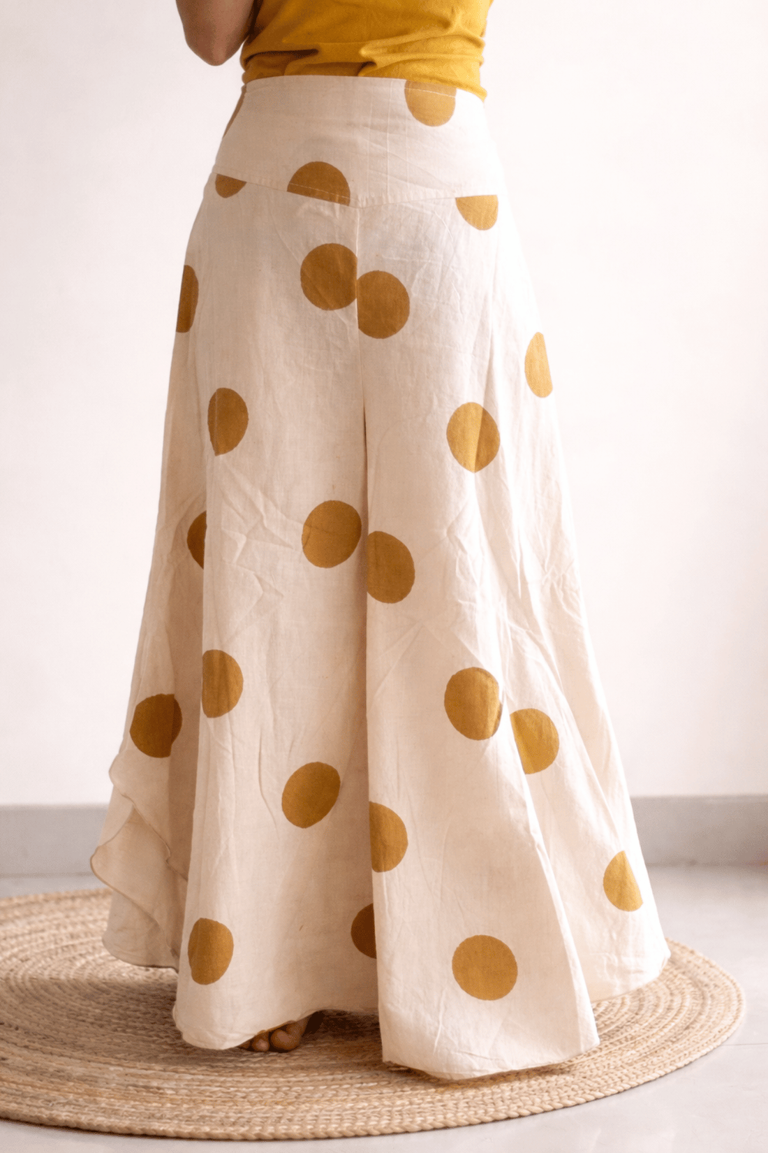 Mustard Flowy Polka Pants