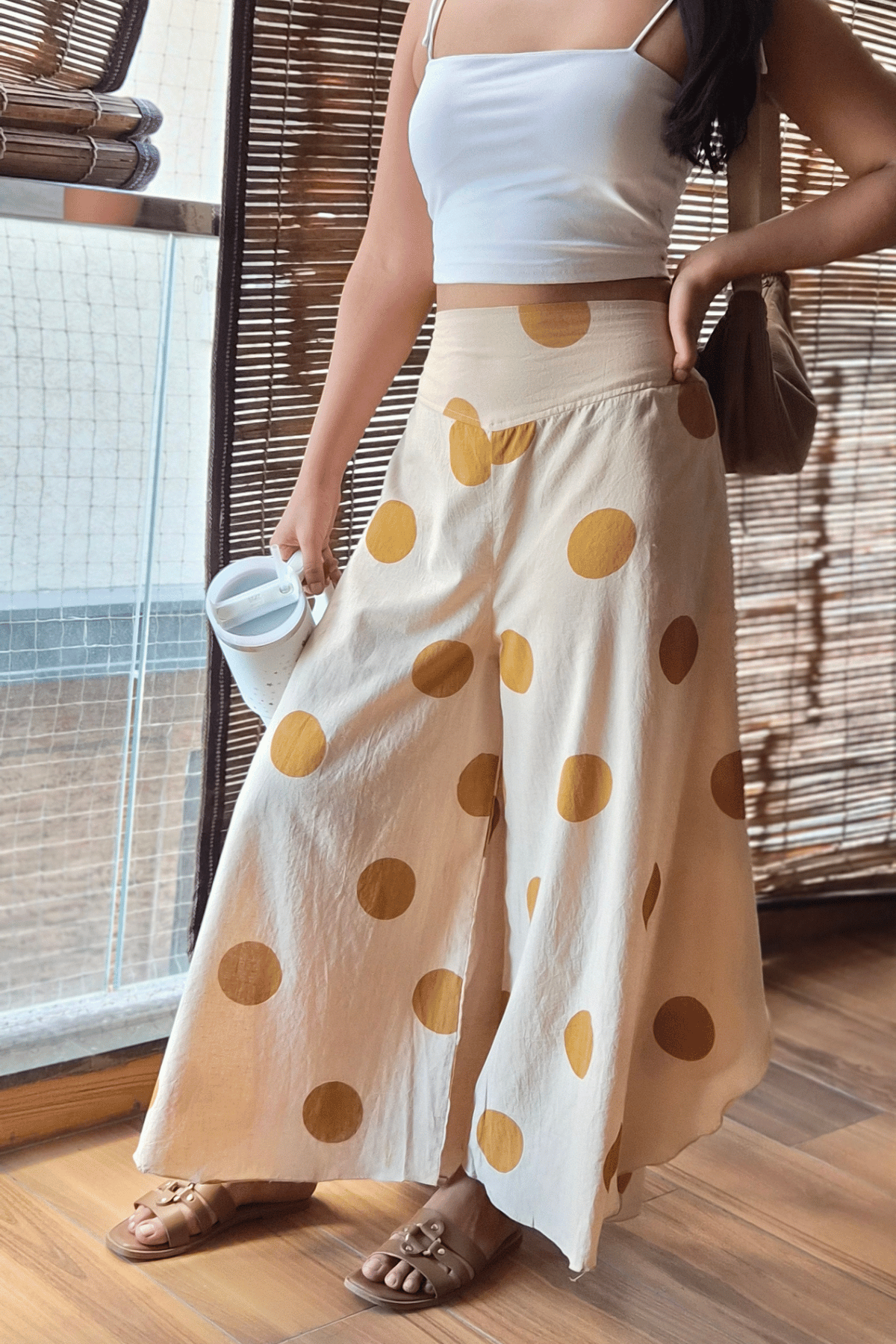 Mustard Flowy Polka Pants