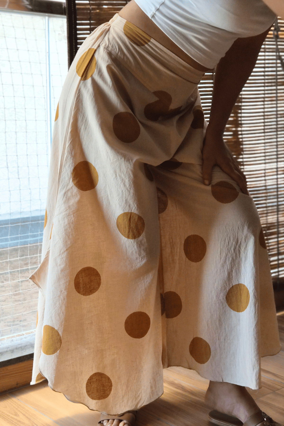 Mustard Flowy Polka Pants