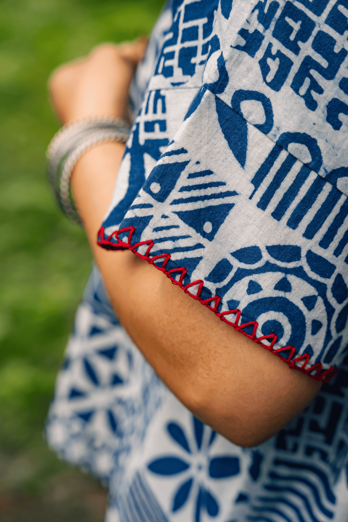 Preet/प्रीत- Blockprinted Boxy top-Indigo
