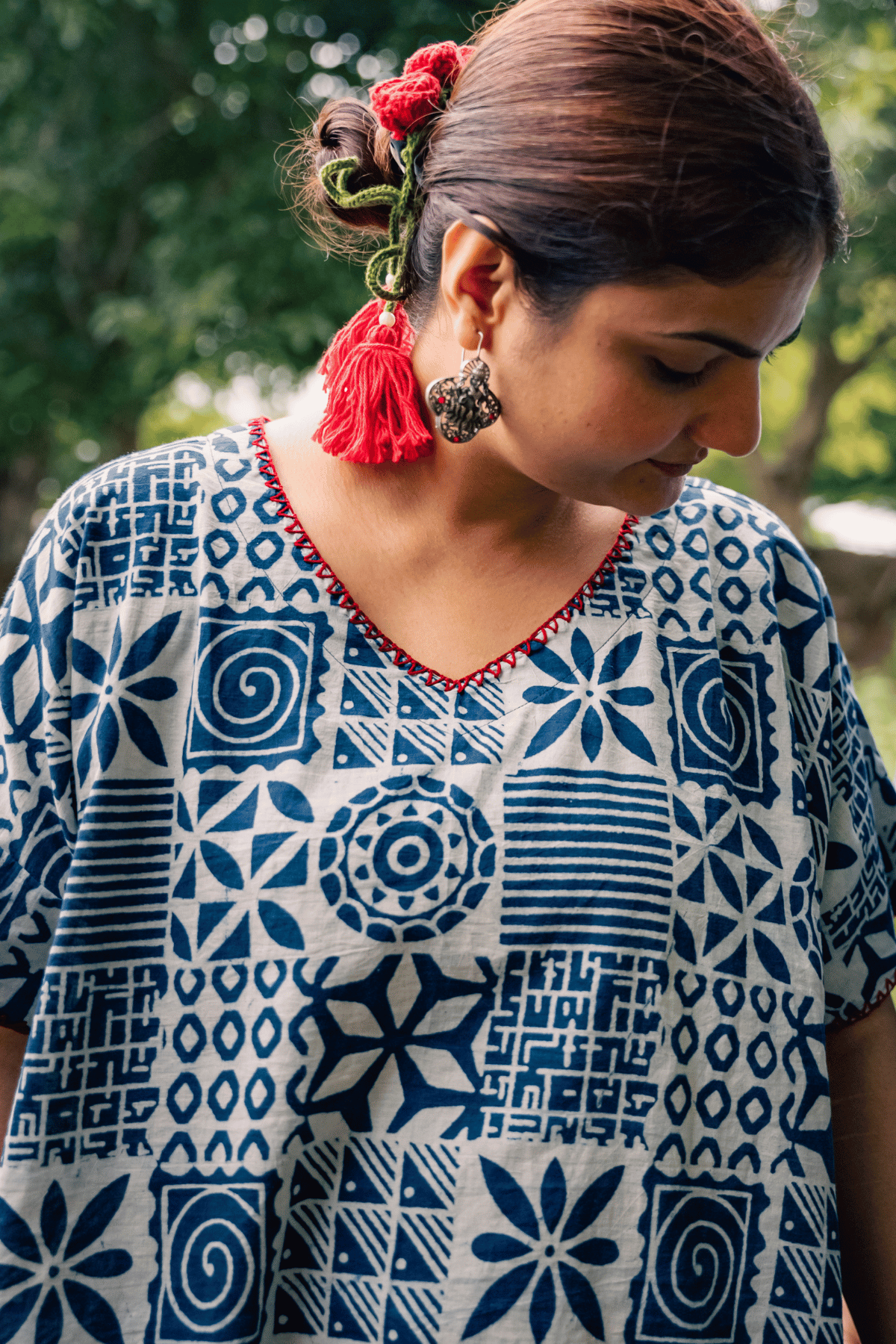 Preet/प्रीत- Blockprinted Boxy top-Indigo