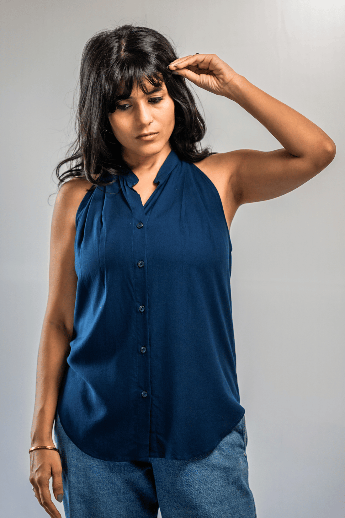 ROOH/रूह Halter neck top- Navy
