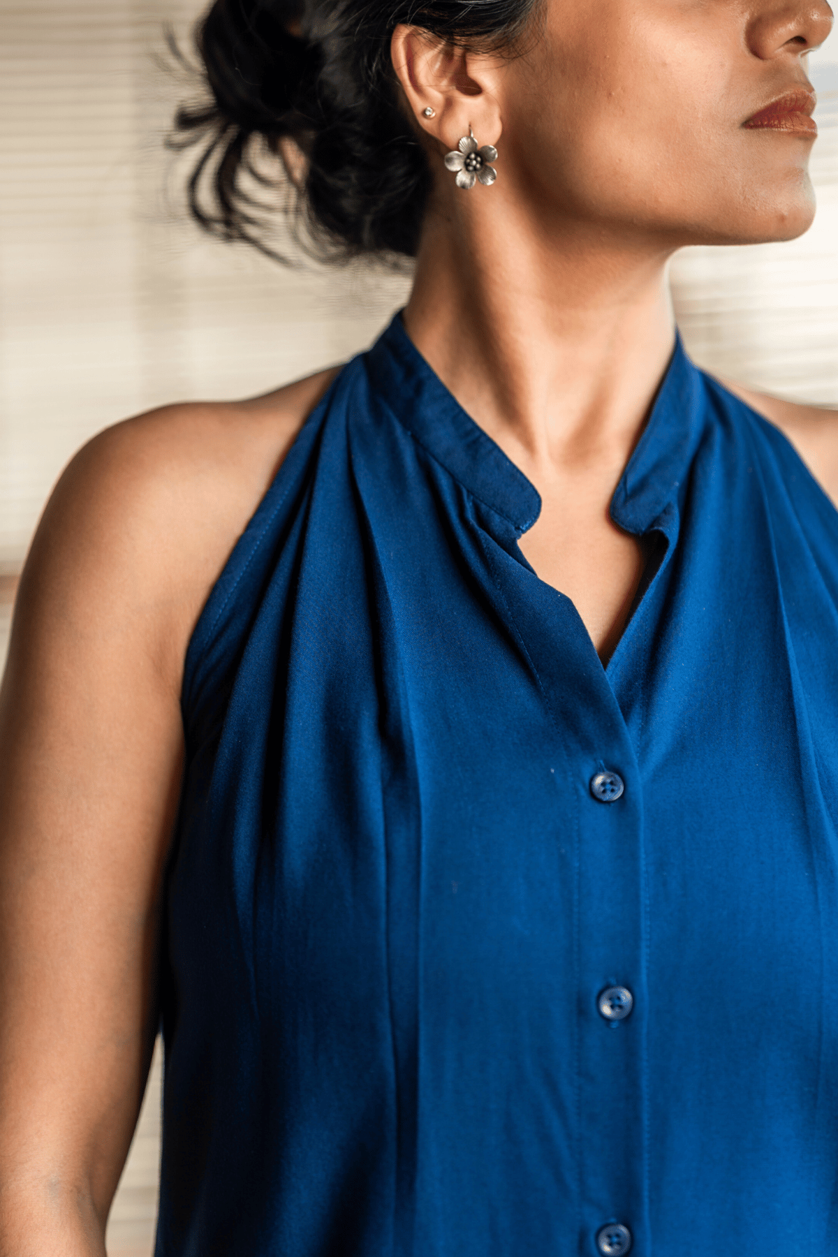 ROOH/रूह Halter neck top- Navy