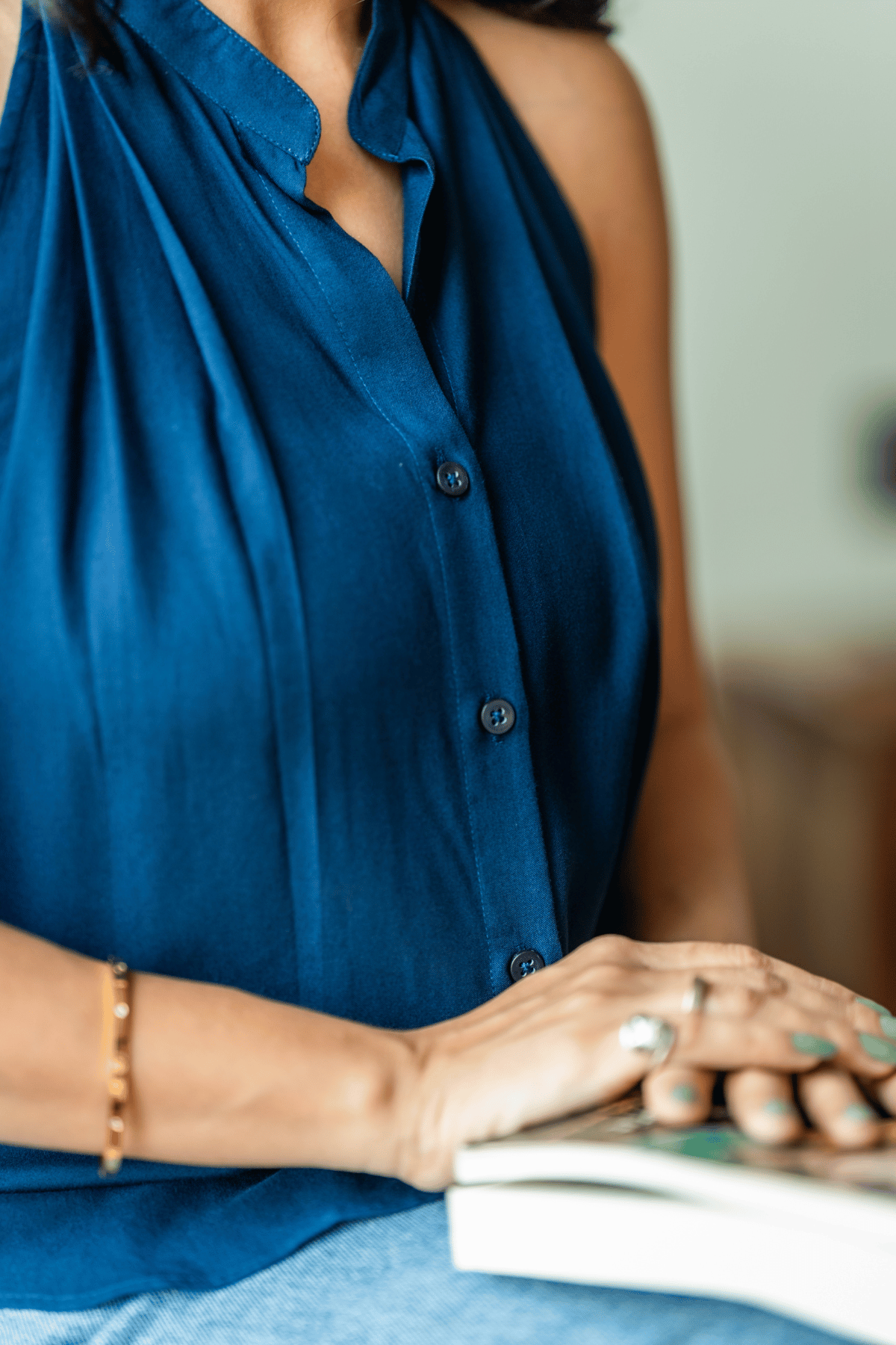 ROOH/रूह Halter neck top- Navy