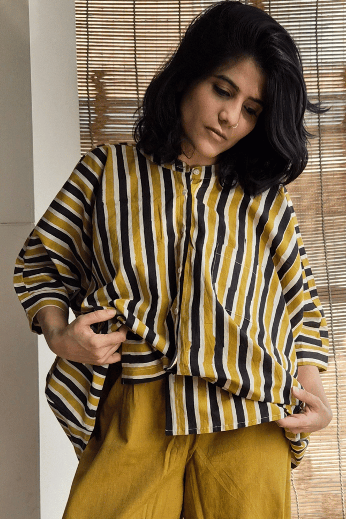 SORA (空) Striped Kaftan Top