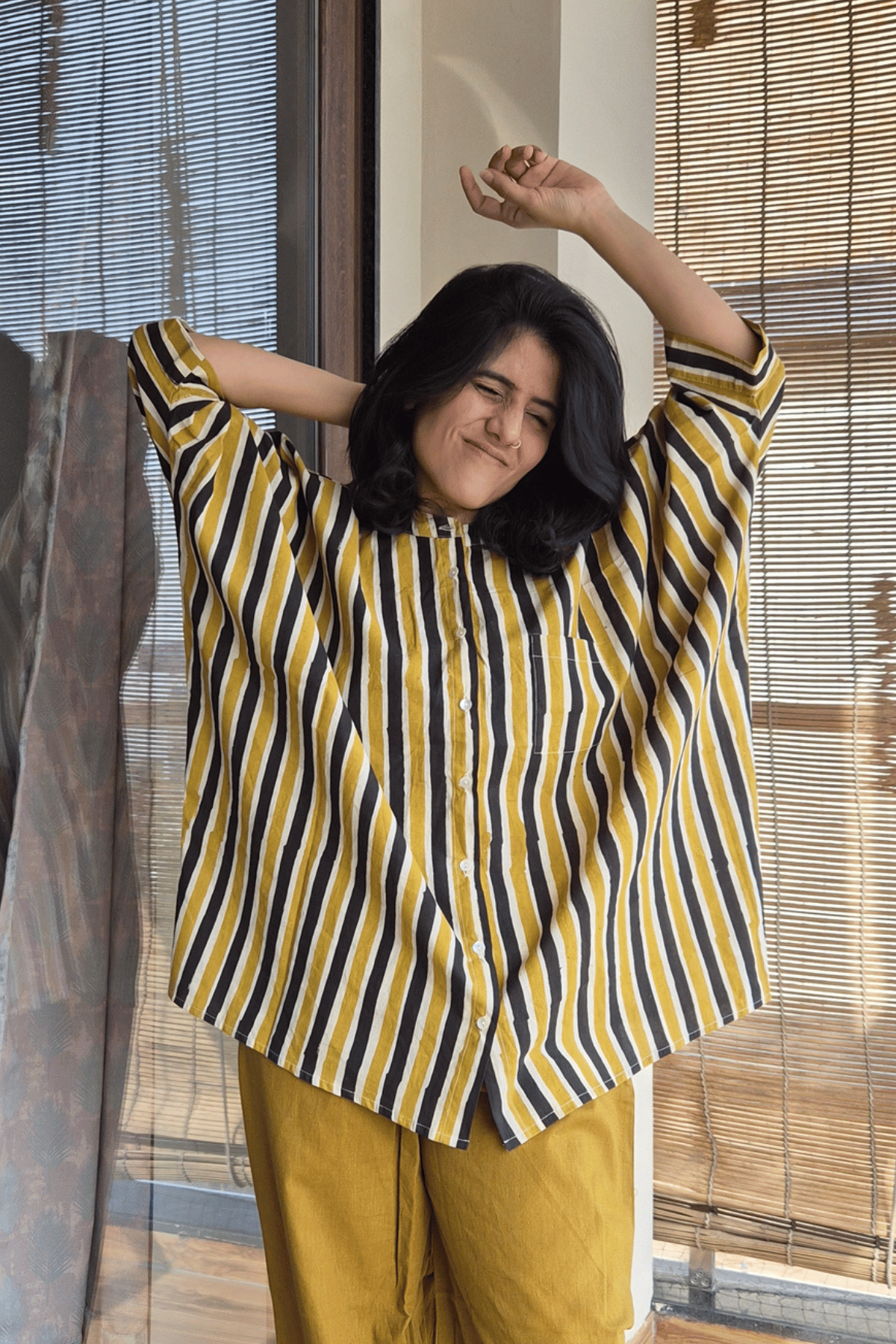 SORA (空) Striped Kaftan Top