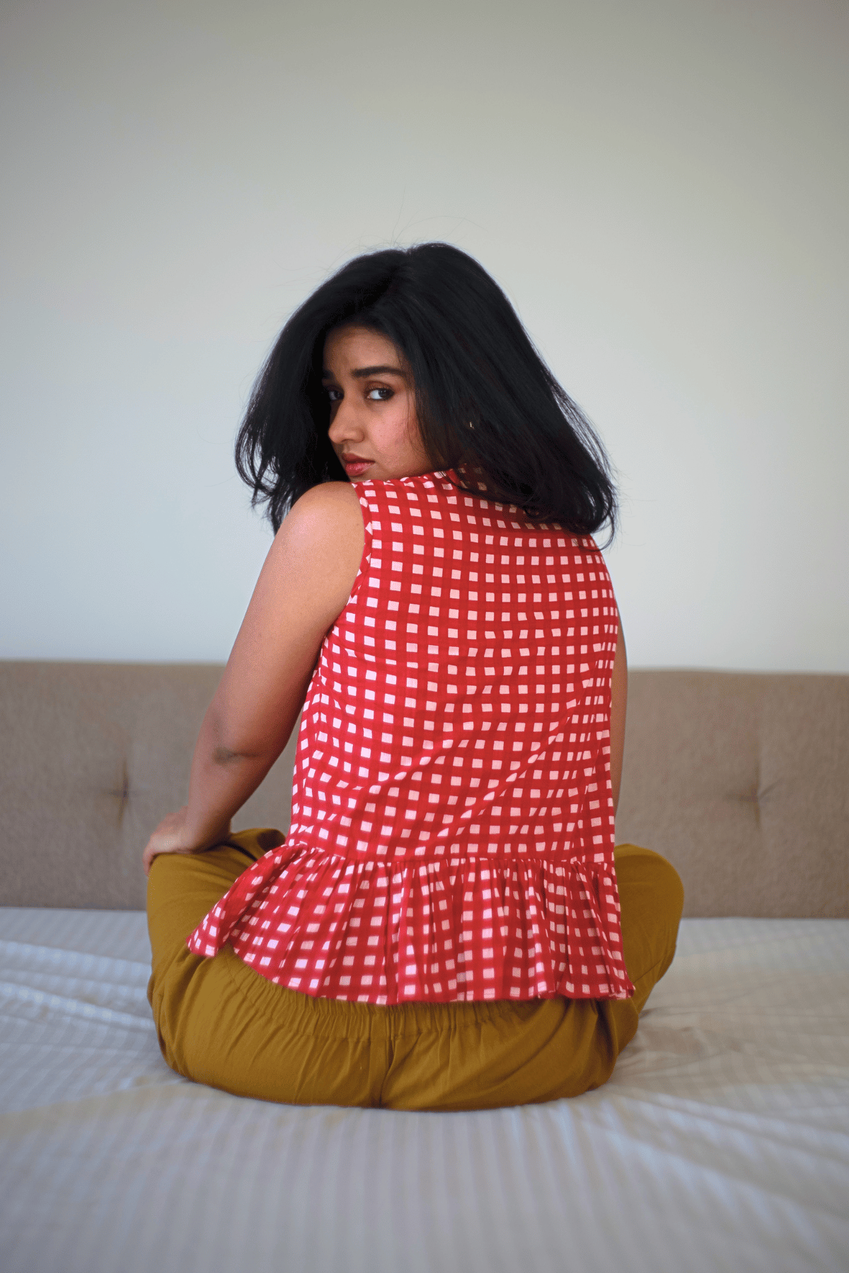 Suzu (鈴)- Gingham Tie Top