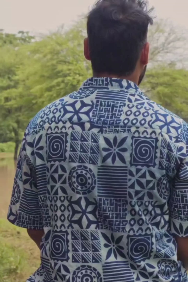Preet/प्रीत- Blockprinted Boxy top-Indigo